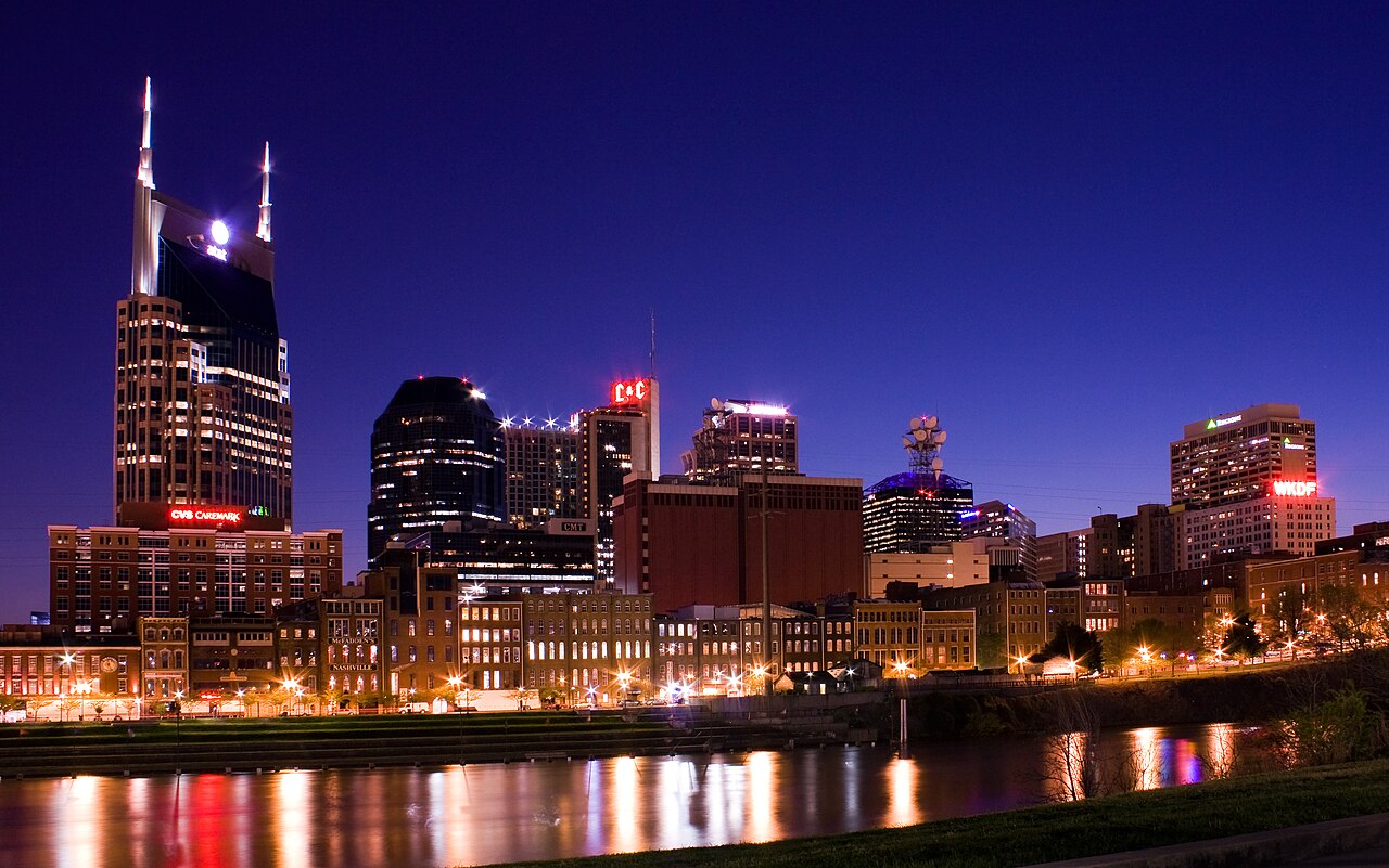 Nashville skyline across the Cumberland River, photographed in 2009